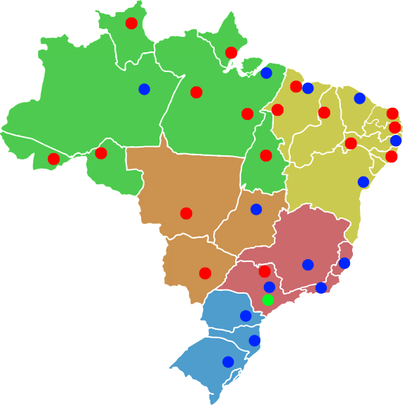 Mapa brasil matriz, filiais e agentes de carga.